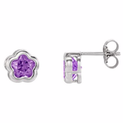 192020:10000:P Sterling Silver Purple CZ Stud Earrings