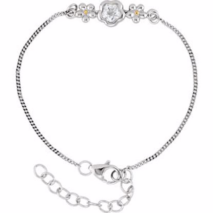 19804:1020:P Sterling Silver BFlower&trade; White CZ 6.5-7.5" Bracelet