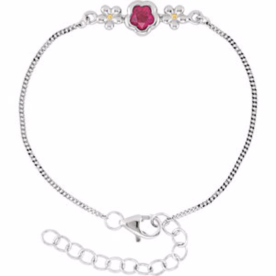 19804:1030:P Sterling Silver BFlower&trade; Fushia CZ 6.5-7.5" Bracelet