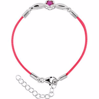 19805:1030:P Sterling Silver BFlower&trade; Fushia CZ 6.5-7.5" Nylon Bracelet