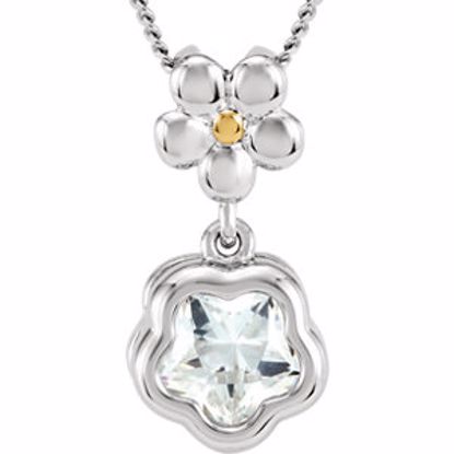 190047:1020:P Sterling Silver WHITE Cubic Zirconia BFlower&trade; 15-17" Necklace with Box