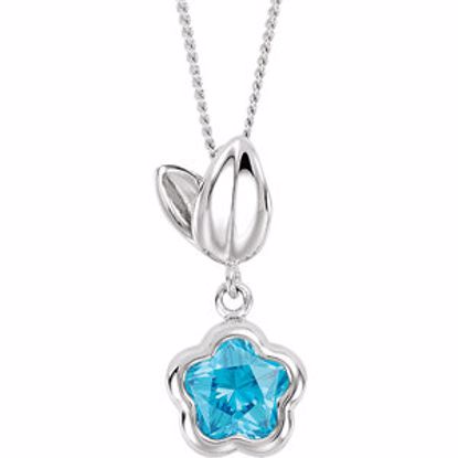 190048:1040:P BFlower&trade; Blue CZ Flower Necklace with Gift Box