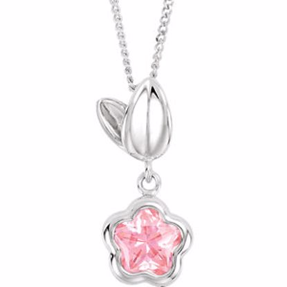 190048:1050:P BFlower&trade; Rose CZ Flower Necklace with Gift Box