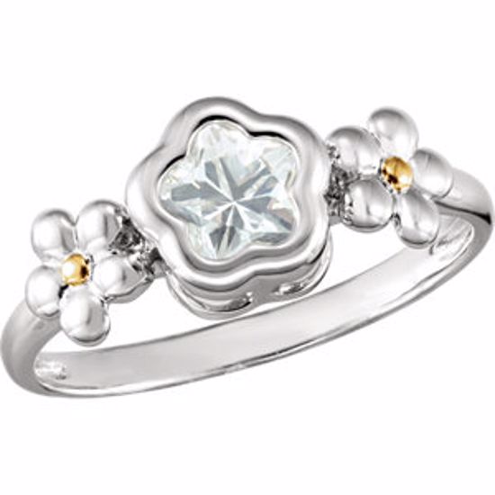 19396:1020:P Sterling Silver BFlower&trade; White CZ Ring 