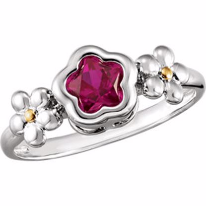 19396:1030:P Sterling Silver BFlower&trade; Fushia CZ Ring with Gift Box