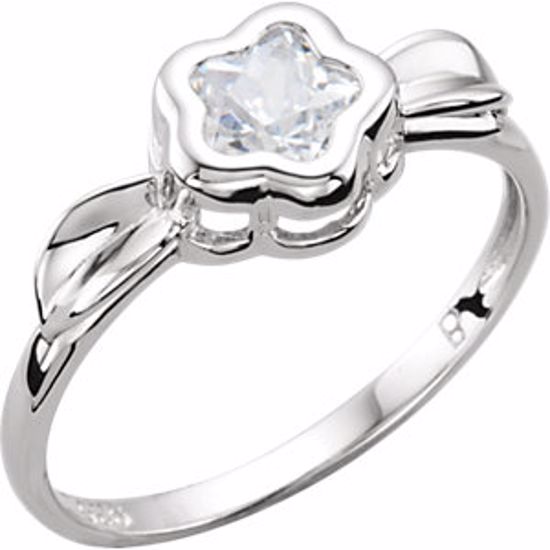 19397:1020:P Sterling Silver BFlower&trade; White CZ Star Ring 