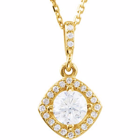 85306:60004:P 14kt Yellow 3/8 CTW Diamond Halo-Styled 18" Necklace