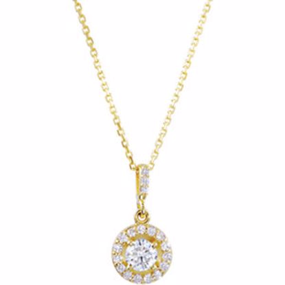 85304:60004:P 14kt Yellow 1/2 CTW Diamond Halo-Styled 18" Necklace