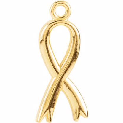 R45322:1002:P 14kt Yellow Breast Cancer Awareness Ribbon Charm 
