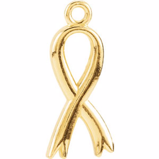 R45322:1002:P 14kt Yellow Breast Cancer Awareness Ribbon Charm 