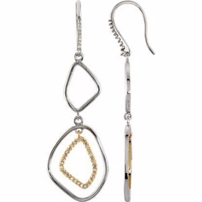 85440:60001:P Sterling Silver & 14kt Yellow I1 Diamonds 3/8 CTW Pair of Open Silhouette Dangle Earrings