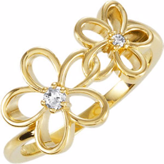 122008:60000:P 14kt Yellow .07 CTW Diamond Floral Design Ring 