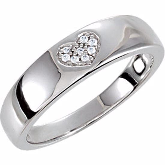 69920:501:P Sterling Silver Cubic Zirconia Heart Ring Size 6