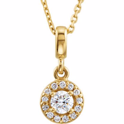 85303:60002:P 14kt Yellow Halo-Styled 1/5 CTW Diamond Pendant for Round Center