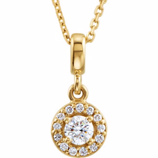 85303:60002:P 14kt Yellow Halo-Styled 1/5 CTW Diamond Pendant for Round Center