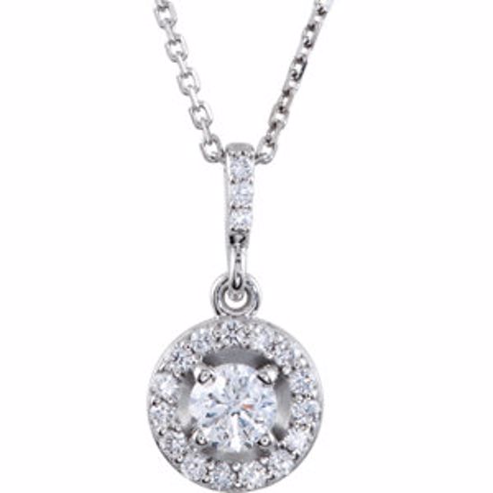 85304:60002:P 14kt White 1 CTW Diamond Halo-Styled 18" Necklace