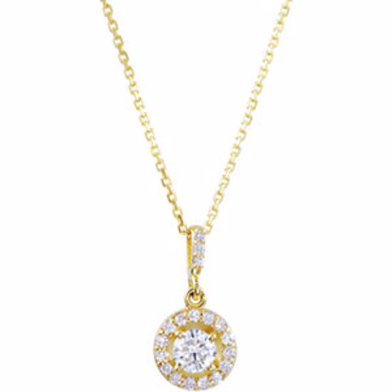 85304:60006:P 14kt Yellow 1 CTW Diamond Halo-Styled 18" Necklace