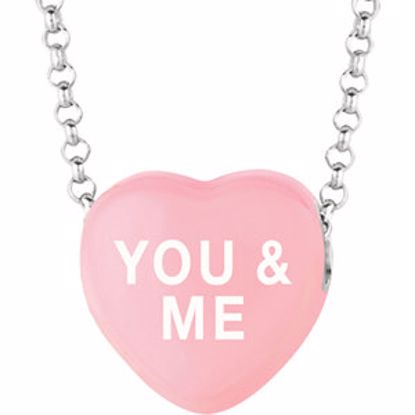 85503:105:P Sweethearts® Light Pink Enamel "You & Me" Heart on 16" Necklace with Gift Box