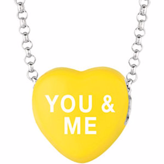 85503:107:P Sweethearts® Yellow Enamel "You & Me" Heart on 16" Necklace with Gift Box