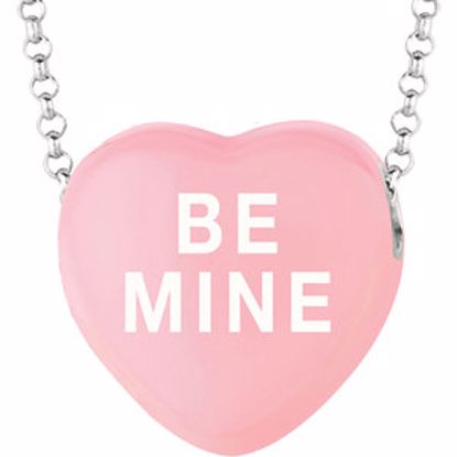 85503:108:P Sweethearts® Light Pink Enamel "Be Mine" Heart on 16" Necklace with Gift Box