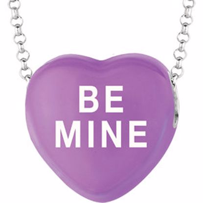 85503:113:P Sweethearts® Purple Enamel "Be Mine" Heart on 16" Necklace with Gift Box