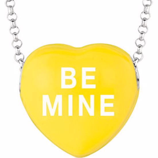 85503:114:P Sweethearts® Yellow Enamel "Be Mine" Heart on 16" Necklace with Gift Box