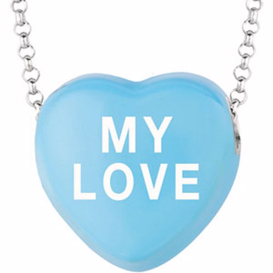 85503:123:P Sweethearts® Blue Enamel "My Love" Heart on 16" Necklace with Gift Box