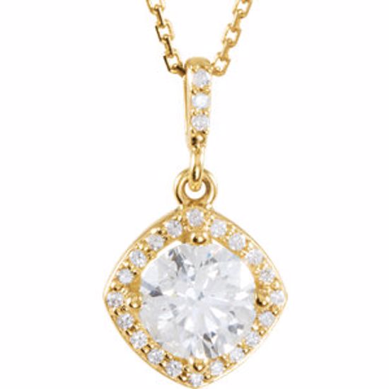 85306:60007:P 14kt Yellow 1 1/6 CTW Diamond Halo-Styled 18" Necklace