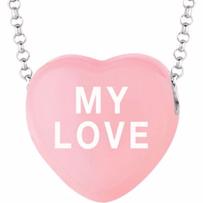 85503:126:P Sweethearts® Light Pink Enamel "My Love" Heart on 16" Necklace with Gift Box