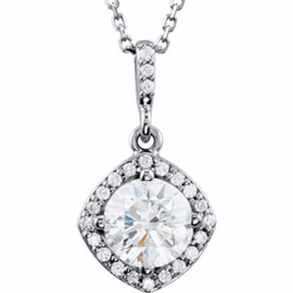 85306:60003:P 14kt White 1 1/6 CTW Diamond Halo-Styled 18" Necklace