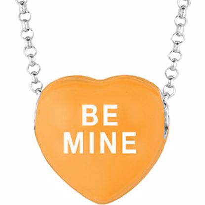 85503:144:P Sweethearts® Orange Enamel "Be Mine" Heart on 16" Necklace with Gift Box