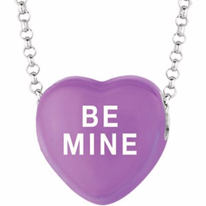 85503:148:P Sweethearts® Purple Enamel "Be Mine" Heart on 16" Necklace with Gift Box