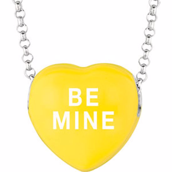 85503:149:P Sweethearts® Yellow Enamel "Be Mine" Heart on 16" Necklace with Gift Box