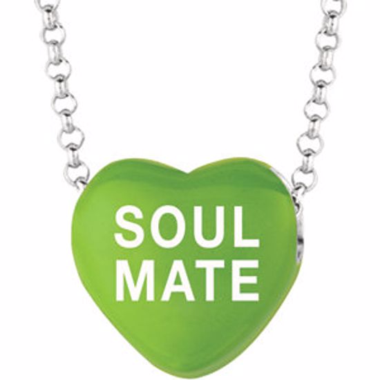 85503:153:P Sweethearts® Green Enamel "Soul Mate" Heart on 16" Necklace with Gift Box