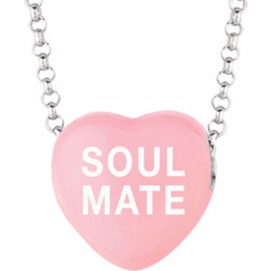 85503:154:P Sweethearts® Light Pink Enamel "Soul Mate" Heart on 16" Necklace with Gift Box