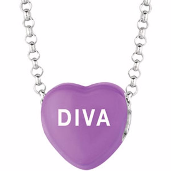 85503:157:P Sweethearts® Purple Enamel "Diva" Heart on 16" Necklace with Gift Box