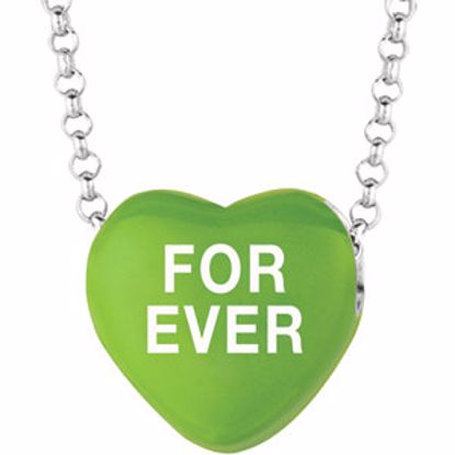 85503:168:P Sweethearts® Green Enamel "Forever" Heart on 16" Necklace with Gift Box