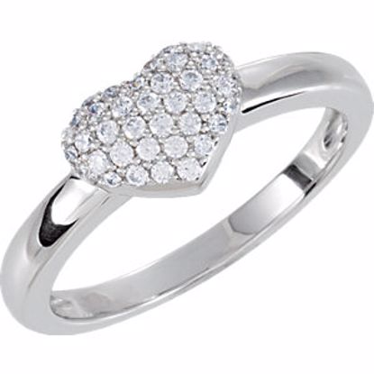 69925:200:P Sterling Silver Cubic Zirconia Pave Heart Ring Size 6