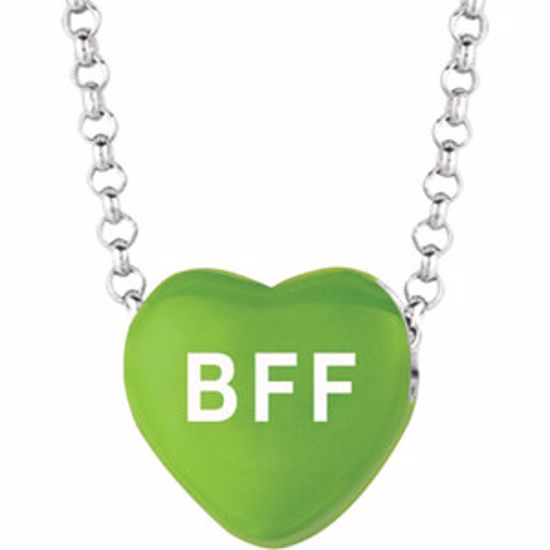 85503:185:P Sweethearts® Green Enamel "BFF" Heart on 16" Necklace with Gift Box