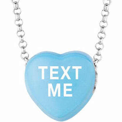 85503:193:P Sweethearts® Blue Enamel "Text Me" Heart on 16" Necklace with Gift Box