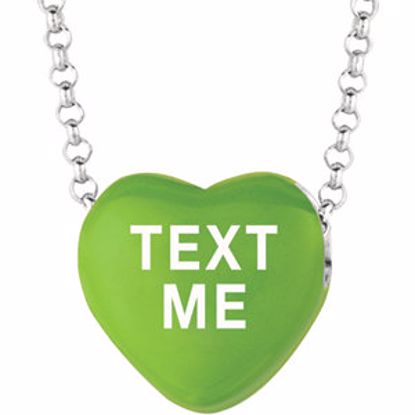 85503:195:P Sweethearts® Green Enamel "Text Me" Heart on 16" Necklace with Gift Box