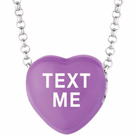 85503:197:P Sweethearts® Purple Enamel "Text Me" Heart on 16" Necklace with Gift Box