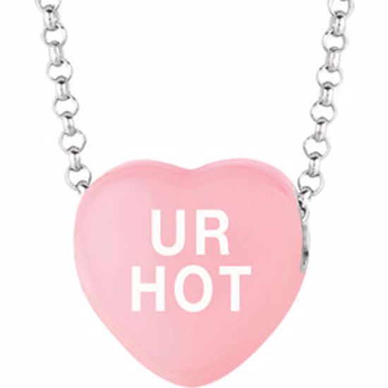 85503:204:P Sweethearts® Light Pink Enamel "UR Hot" Heart on 16" Necklace with Gift Box