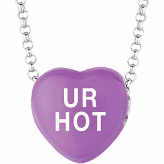 85503:205:P Sweethearts® Purple Enamel "UR Hot" Heart on 16" Necklace with Gift Box