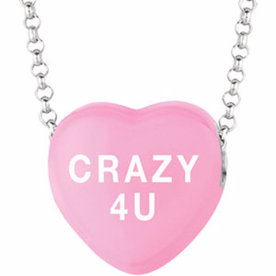 85503:209:P Sweethearts® Dark Pink Enamel "Crazy 4 U" Heart on 16" Necklace with Gift Box