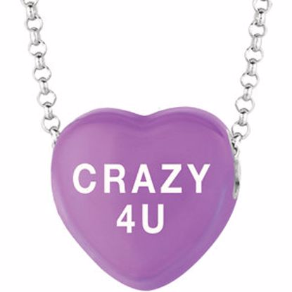 85503:211:P Sweethearts® Purple Enamel "Crazy 4 U" Heart on 16" Necklace with Gift Box