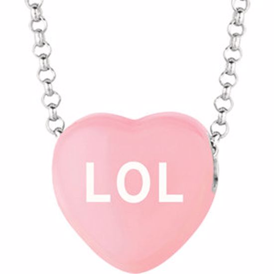 85503:217:P Sweethearts® Light Pink Enamel "LOL" Heart on 16" Necklace with Gift Box