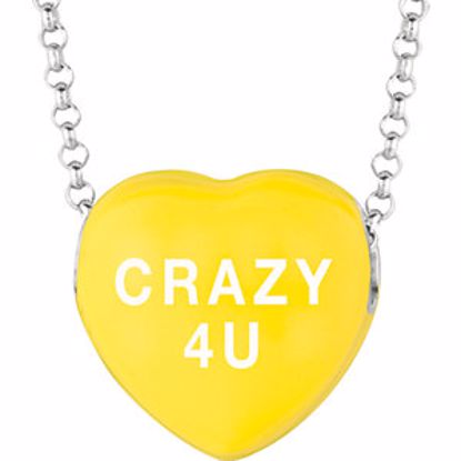 85503:212:P Sweethearts® Yellow Enamel "Crazy 4 U" Heart on 16" Necklace with Gift Box