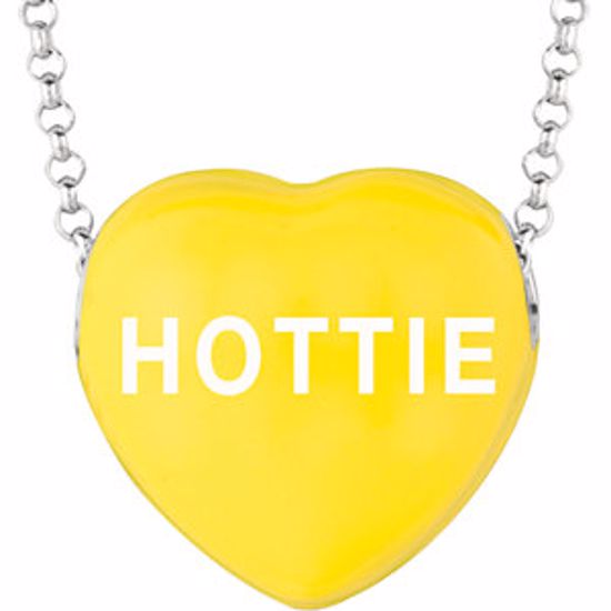 85503:227:P Sweethearts® Yellow Enamel "Hottie" Heart on 16" Necklace with Gift Box