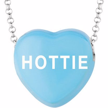 85503:229:P Sweethearts® Blue Enamel "Hottie" Heart on 16" Necklace with Gift Box